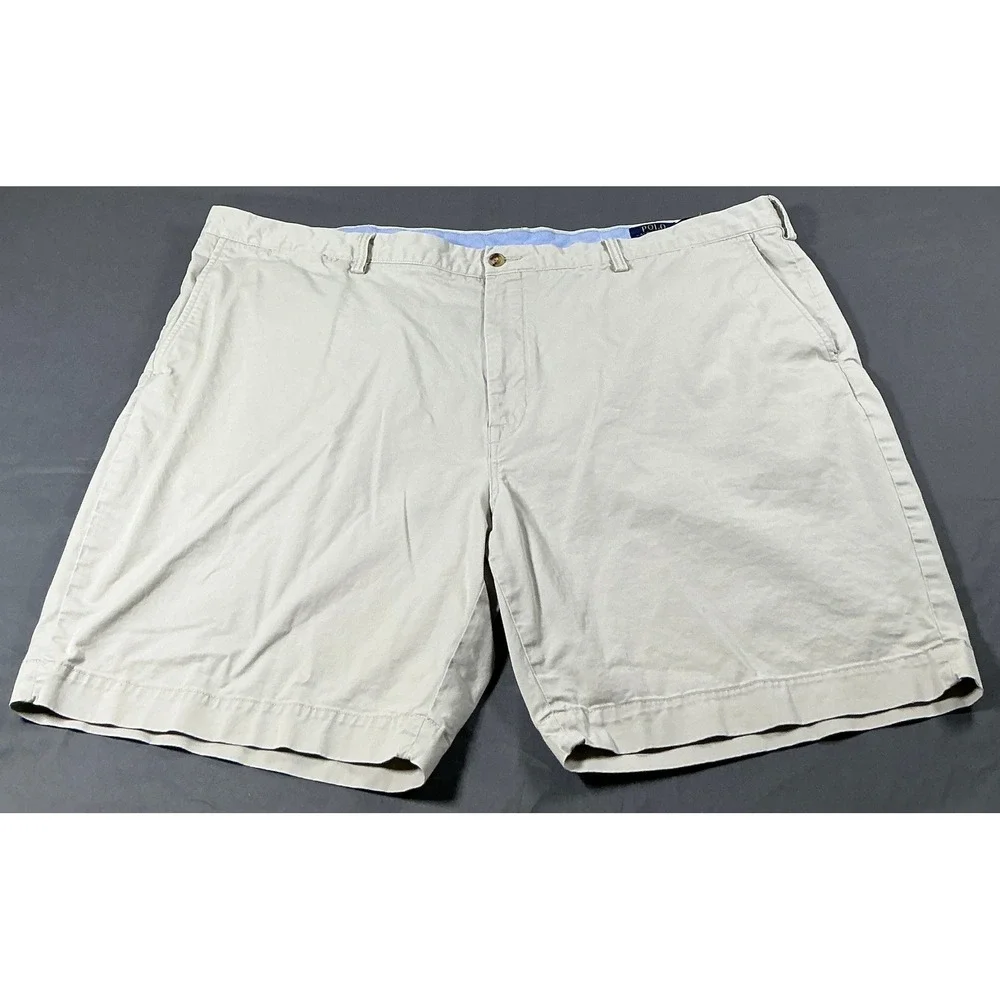Polo Ralph Lauren Mens 48 Big Khaki Tan Stretch Classic Chino Shorts 9.5 Inseam